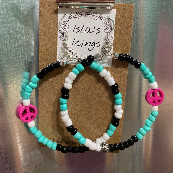 Beaded Hoop Earrings - Large - Picture 1 of 1